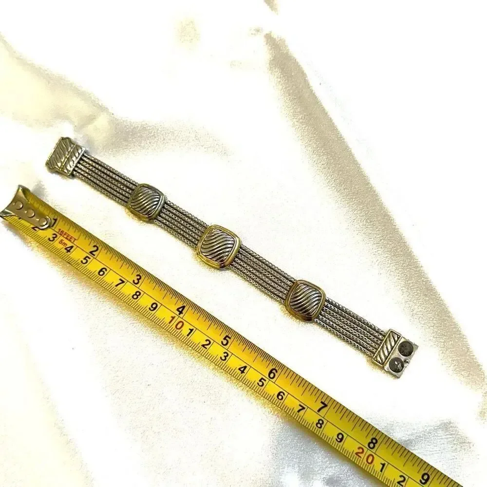 Two tone square multi chain bracelet